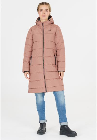 Зимнее пальто с подкладкой из искусственного пуха и двусторонней молнией.