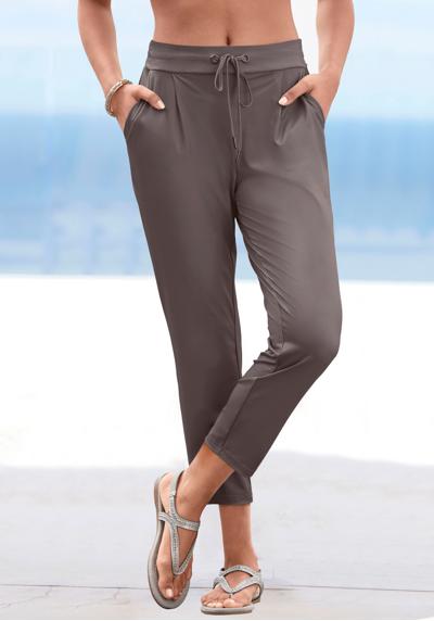 Брюки-слипоны из качественного гладкого трикотажа, эластичные летние брюки с карманами.