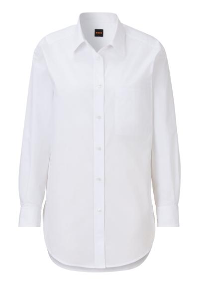 Блузка-рубашка с принтером и планкой на пуговицах, закругленный низ, рубашечный воротник.