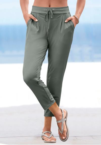 Брюки-слипоны из качественного гладкого трикотажа, эластичные летние брюки с карманами.