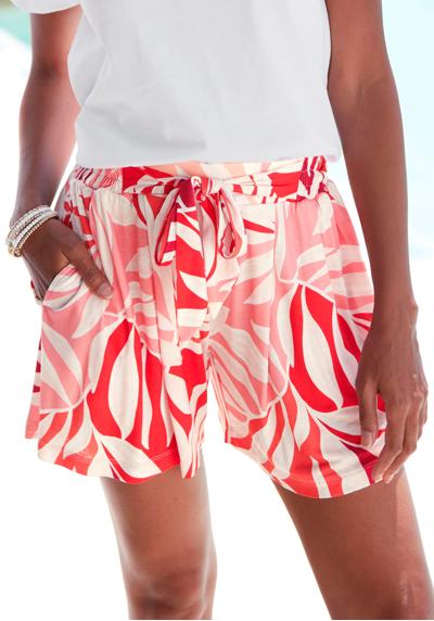 Пляжные шорты (с фиксированным поясом) из вискозного трикотажа, шорты с принтом по всей поверхности.