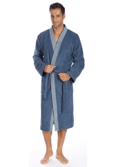Халат мужской, (1 шт.), кимоно с полосатой каймой, 100% хлопок.