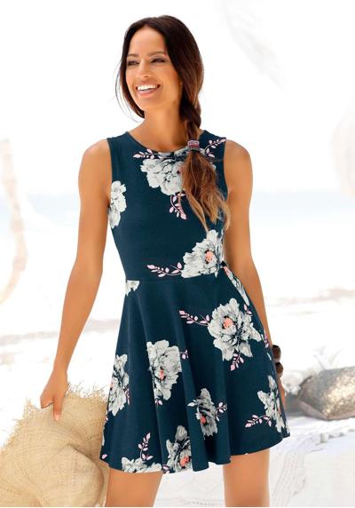 Пляжное платье, цветочный принт, мини-платье, летнее платье из хлопка.