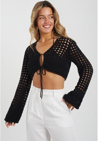 Трикотажный жакет TILLY OPEN KNIT CROPPED