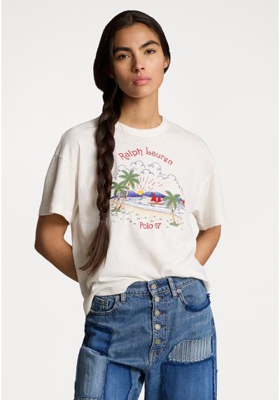 Футболка BEACH MOTIF EMBROIDERED TEE