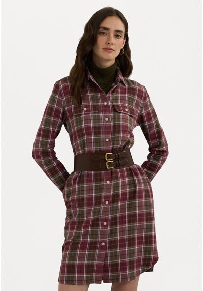 Платье-блузка CHECKED PLAID BELTED COTTON SHIRTDRESS