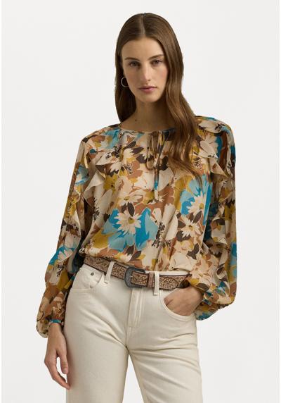 Блузка FLORAL CRINKLE GEORGETTE TIE NECK BLOUSE