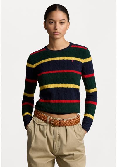 Пуловер STRIPED CABLE-KNIT WOOL-CASHMERE SWEATER