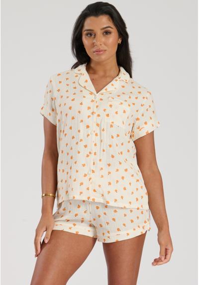 Ночное белье PRINTED CRINKLE SHORT SLEEVE SET