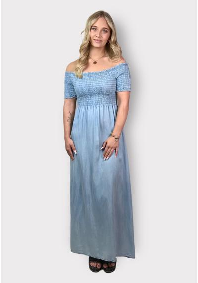 Платье SCHULTERFREIES DENIM MAXI CARMEN KLEID GESMOKT