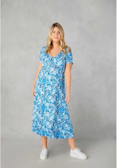 Трикотажное платье FLORAL TIE FRONT MIDI