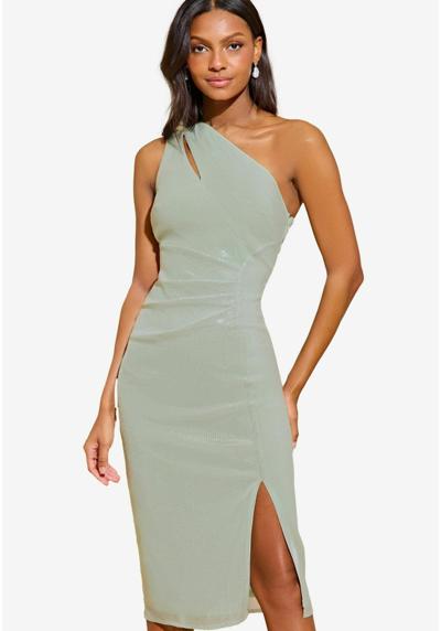 Коктельное платье ONE SHOULDER CUT OUT RUCHED MIDI