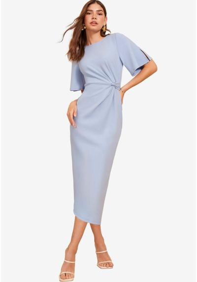 Трикотажное платье TAILORED KNOT DETAIL FLUTTER SLEEVE MIDI