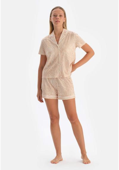 Ночное белье SHORT SLEEVE SHIRT COLLAR STRIPED REGULAR SHIRT & SHORTS