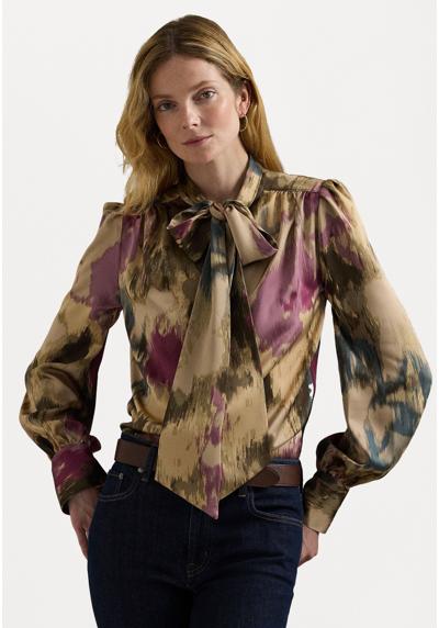 Блуза-рубашка FLORAL SATIN CHARMEUSE TIE NECK BLOUSE