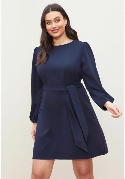 Платье LONG SLEEVE ROUND NECK TIE WAIST