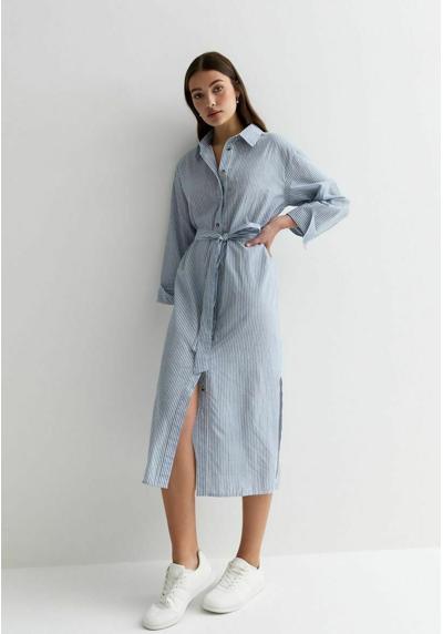 Платье-блузка STRIPE POPLIN LONG SLEEVE BELTED MIDI