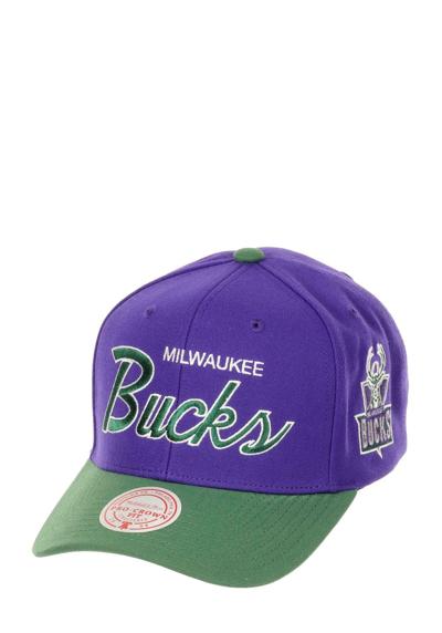 Кепка MILWAUKEE BUCKS NBA TEAM SCRIPT VERSTELLBARE GEBOGENE SNAPBACK