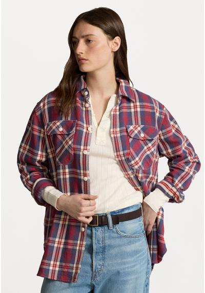 Блуза-рубашка RELAXED FIT PLAID COTTON TWILL SHIRT