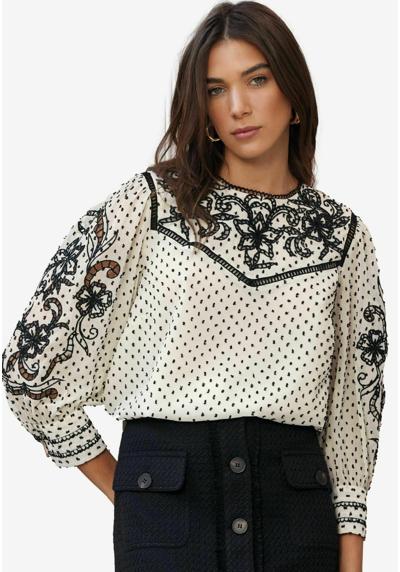 Блузка EMBROIDERED ROUND NECK PUFF SLEEVE-REGULAR FIT