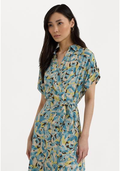 Платье FLORAL BELTED CREPE DRESS