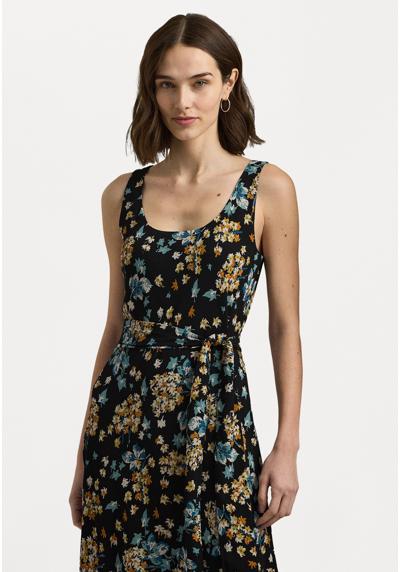 Платье FLORAL BELTED CREPE SLEEVELESS DRESS