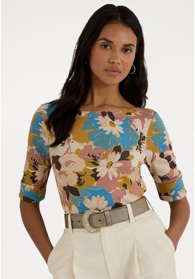 Футболка FLORAL STRETCH COTTON BOATNECK T-SHIRT