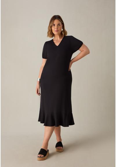 Трикотажное платье V-NECK FLUTE HEM MIDI