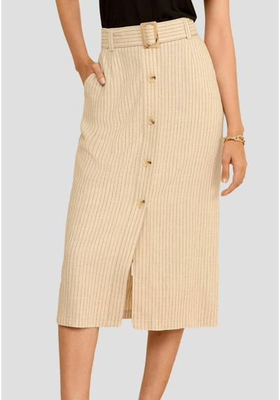 Юбка карандаш TAILORED PINSTRIPE BUTTON THROUGH BELTED LIGHTWEIGHT MIDI