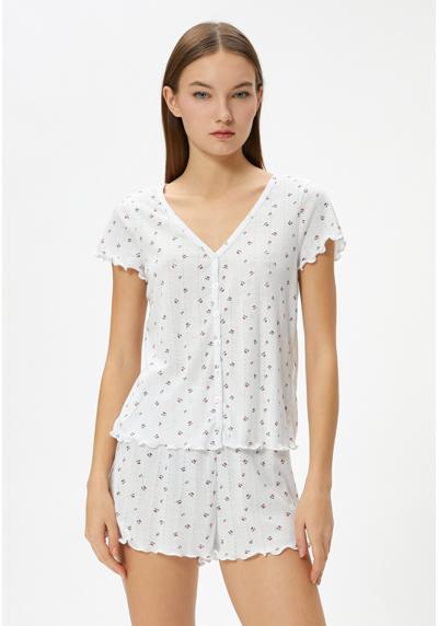 Ночное белье V NECK BUTTONED SHORT SLEEVE