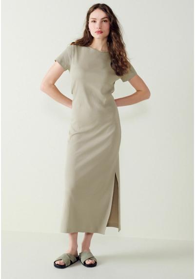 Трикотажное платье RIBBED T-SHIRT STYLE MAXI COLUMN DRESS WITH SLIT DETAIL