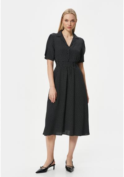 Платье-блузка PUFF SLEEVE BUTTONED POLKA DOTTED MIDI