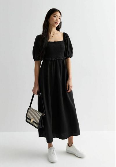 Платье SQUARE NECK SHIRRED MIDI