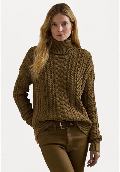 Пуловер CABLE KNIT COTTON BLEND ROLL NECK