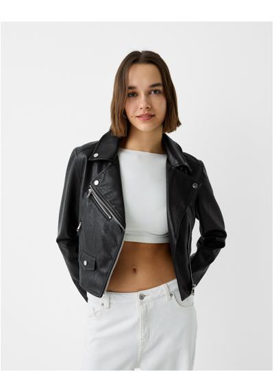 Куртка из искусственной кожи BIKER-FAUX LEATHER JACKET-BLACK