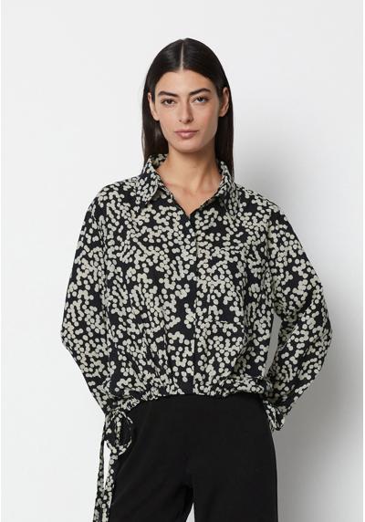 Блузка BOXY SHAPE LONG SLEEVE DRAWSTRING DETAIL AT HEM CHEST POCKET PRINT