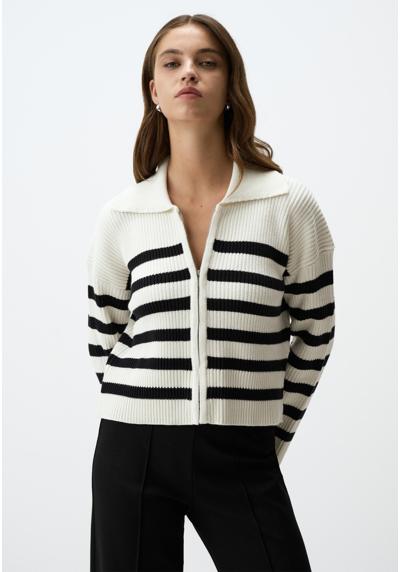 Трикотажный жакет POLO COLLAR ZIPPERED STRIPED