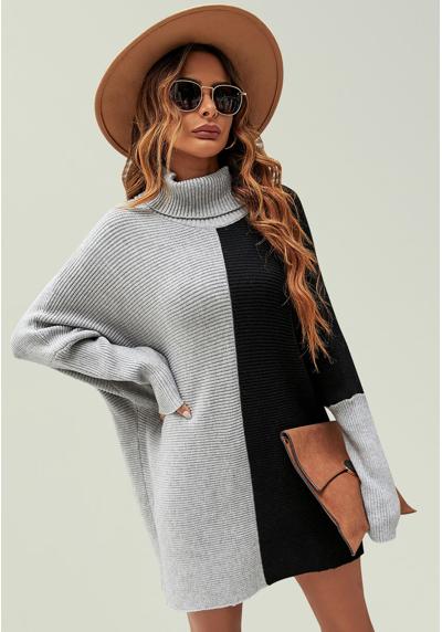 Трикотажное платье HIGH NECK HALF BLOCK COLOUR LONG