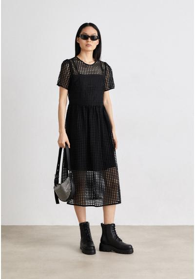 Коктельное платье GRID JEWEL NECK MIDI