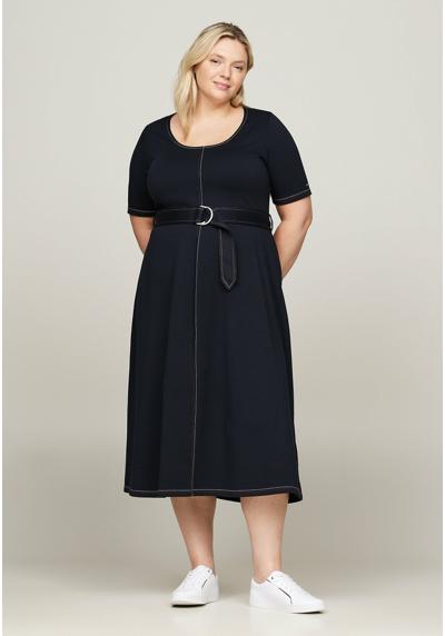 Платье CURVE SCOOP NECK BELTED MIDI