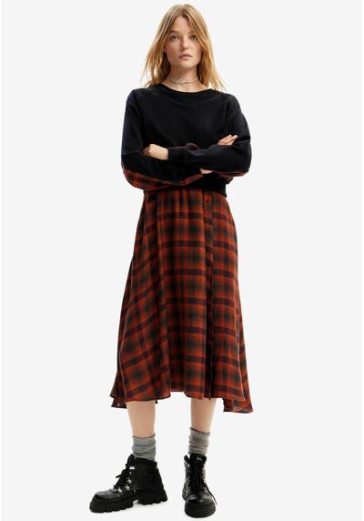 Платье COMBINATION PLAID MIDI