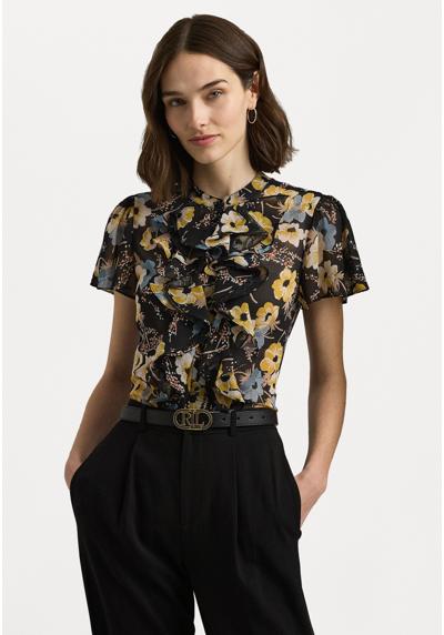 Блуза-рубашка FLORAL RUFFLE TRIM GEORGETTE BLOUSE