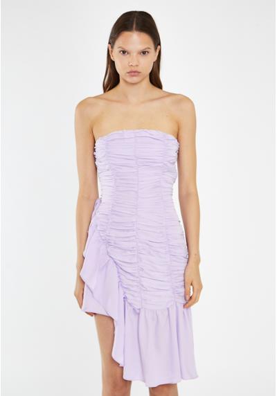 Коктельное платье GLAMOROUS LIGHT-VIOLET STRAPLESS ASYMMETRIC RUCHED