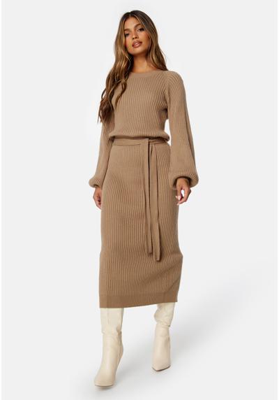 Трикотажное платье ROUND NECK RIB KNITTED MIDI DREESS