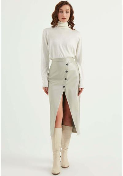 Юбка BUTTONED SLIT FAUX LEATHER SKIRT